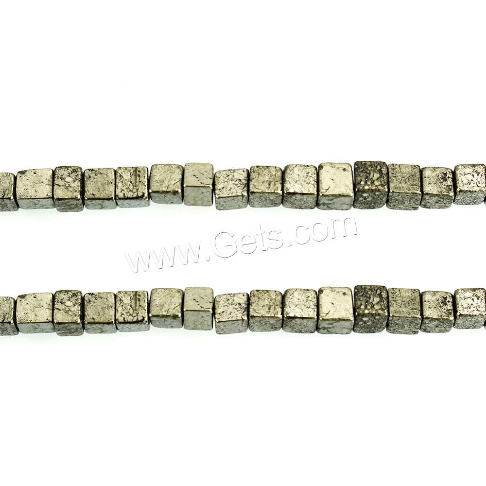 Golden Pyrite Beads, Square, natural, different size for choice, Hole:Approx 0.8mm, Length:Approx 16 Inch, Sold By Strand