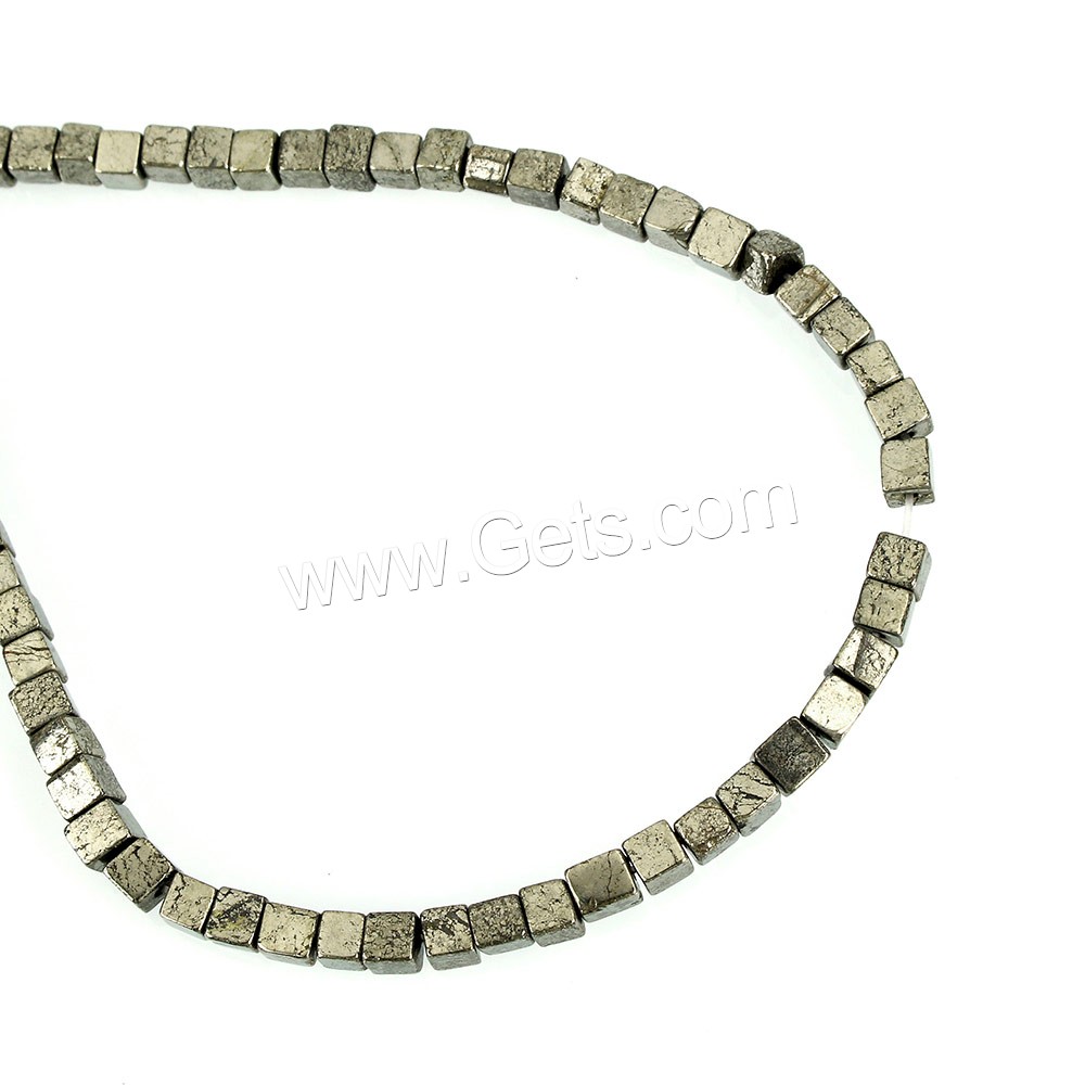 Goldene Pyrit Perlen, Quadrat, natürlich, verschiedene Größen vorhanden, Bohrung:ca. 0.8mm, Länge:ca. 16 ZollInch, verkauft von Strang