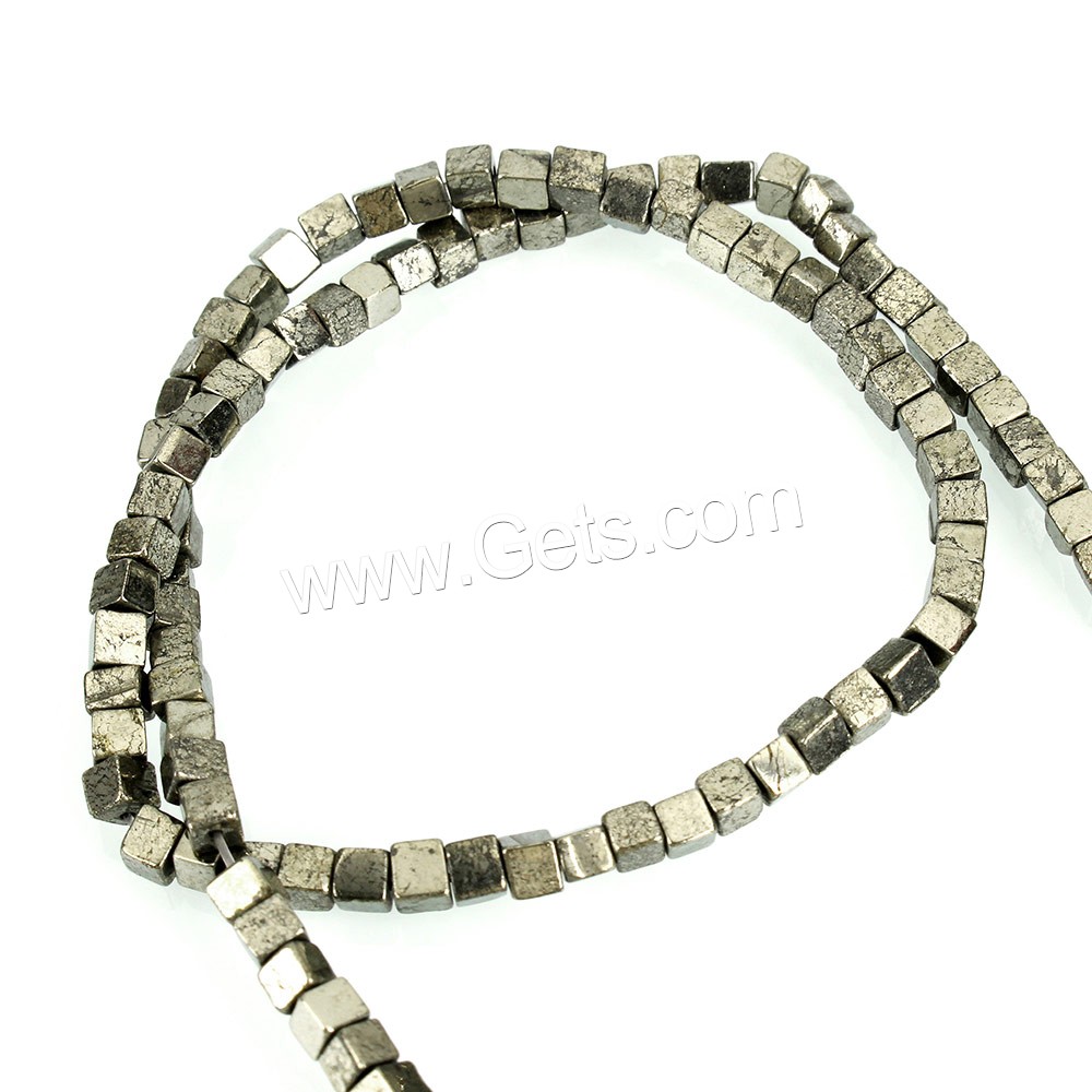Golden Pyrite Beads, Square, natural, different size for choice, Hole:Approx 0.8mm, Length:Approx 16 Inch, Sold By Strand