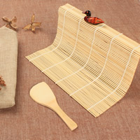 Bambú Estera de sushi con cuchara, con cordón de algodón, 240x240mm, Vendido por Set