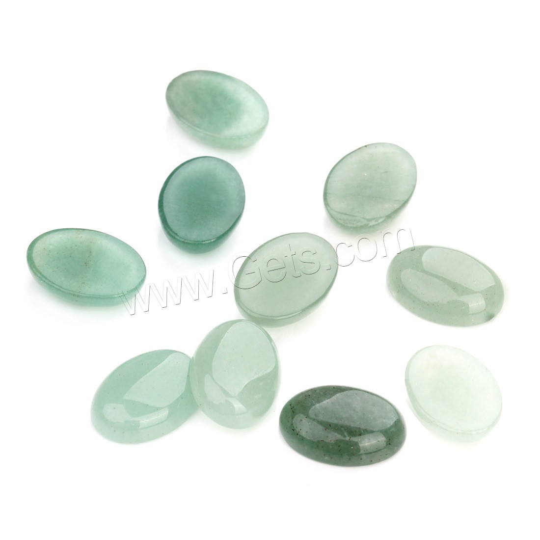 Green Aventurine Cabochon, Flat Oval, natural, different size for choice & flat back, 20PCs/Bag, Sold By Bag