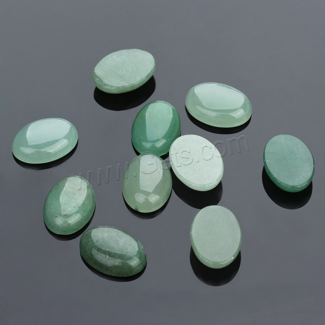 Green Aventurine Cabochon, Flat Oval, natural, different size for choice & flat back, 20PCs/Bag, Sold By Bag