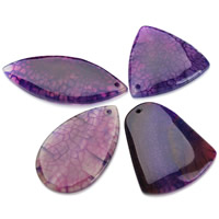 Ágata Crackle colgante, Púrpura, 30-60mm, agujero:aproximado 1.5mm, 2PCs/Bolsa, Vendido por Bolsa
