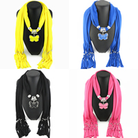 Polyester Long Pendant Scarf, with Resin & Zinc Alloy, Butterfly, plated, for woman 