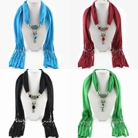 Polyester Long Pendant Scarf, with Crystal & Zinc Alloy, Fox, plated, for woman & faceted & with rhinestone 