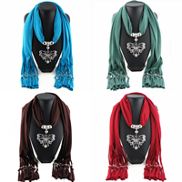 Polyester Long Pendant Scarf, with Zinc Alloy, Butterfly, plated, for woman 