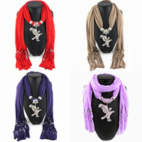 Polyester Long Pendant Scarf, with Zinc Alloy, Eagle, plated, for woman 
