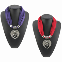 Polyester Short Pendant Scarf, with Zinc Alloy, Wing Shape, platinum color plated, for woman 1800mm Approx 15.7 