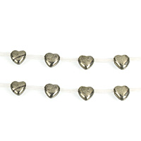 Goldene Pyrit Perlen, Herz, natürlich, 9x8mm, Bohrung:ca. 1mm, Länge:ca. 15.5 ZollInch, ca. 20PCs/Strang, verkauft von Strang