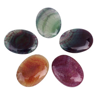 Agate Cabochon, Crackle Agate, Flat Oval, flat back, mixed colors - 