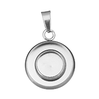 Stainless Steel Pendant Setting, Flat Round, original color Approx Inner Approx 8mm 