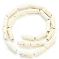 Synthetische Türkis Perlen, Zylinder, weiß, 6x17mm, Bohrung:ca. 1.5mm, Länge:ca. 15.5 ZollInch, ca. 22PCs/Strang, verkauft von Strang