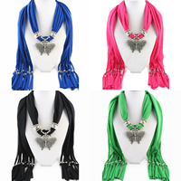 Polyester Lange hängende Schal, mit Zinklegierung, Schmetterling, plattiert, für Frau & mit Strass, keine, 1800x400mm, verkauft von Strang