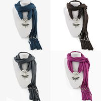 Polyester Lange hängende Schal, mit Zinklegierung, Libelle, plattiert, für Frau, keine, 1800x400mm, verkauft von Strang