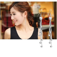 Brass Drop Earring, platinum color plated, for woman 