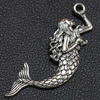 Character Shaped Zinc Alloy Pendants, Mermaid, antique silver color plated, lead & cadmium free Approx 1.5mm 