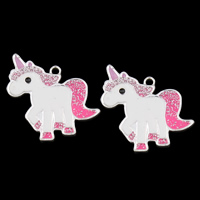 Zinc Alloy Animal Pendants, Horse, silver color plated, enamel & colorful powder, lead & cadmium free Approx 1mm 