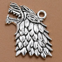 Zinc Alloy Animal Pendants, Wolf, antique silver color plated, lead & cadmium free, 20mm Approx 2mm 