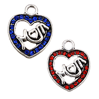 Zinc Alloy Pendant, Heart, word mom, antique silver color plated, Mother Day Jewelry & with rhinestone Approx 2.3mm 