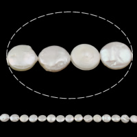 Pièce de culture des perles d'eau douce, perle d'eau douce cultivée, pièce de monnaie, gris, 12-13mm Environ 0.8mm Environ 15.3 pouce, Vendu par brin
