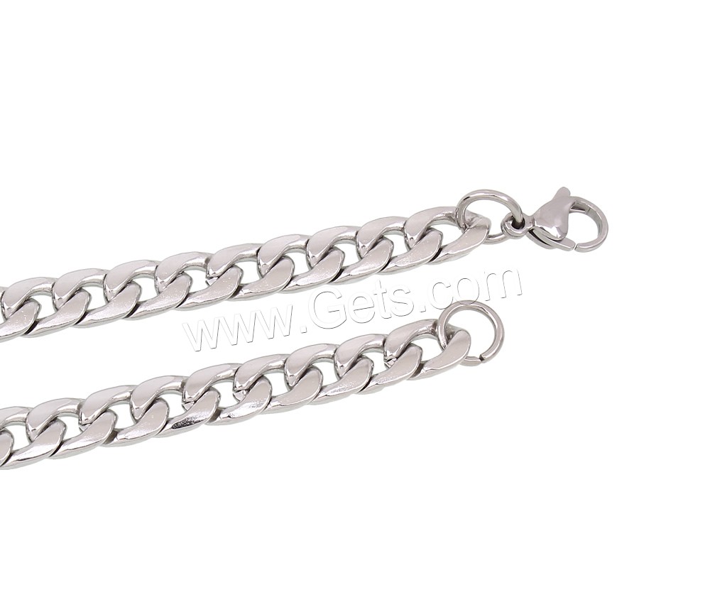 Stainless Steel Chain Necklace, Unisex & different size for choice & curb chain, original color, Length:Approx 23.5 Inch, Sold By Strand