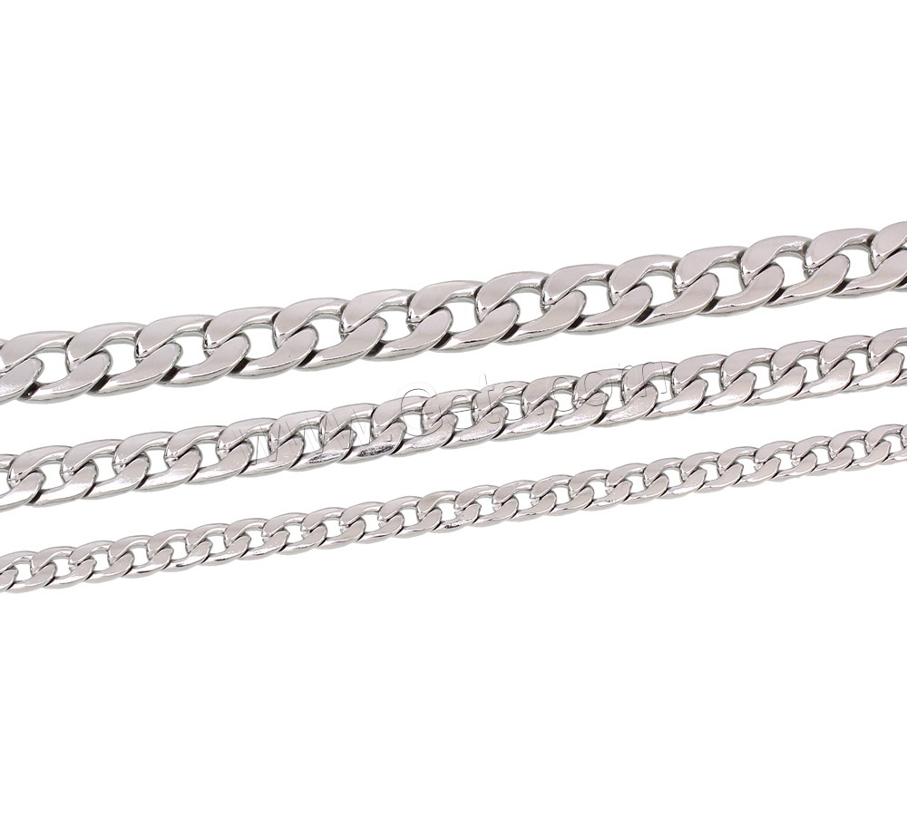 Stainless Steel Chain Necklace, Unisex & different size for choice & curb chain, original color, Length:Approx 23.5 Inch, Sold By Strand