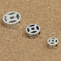 Bali Sterling Silber Perlen, Thailand, flache Runde, verschiedene Größen vorhanden & hohl, Bohrung:ca. 1mm, verkauft von PC