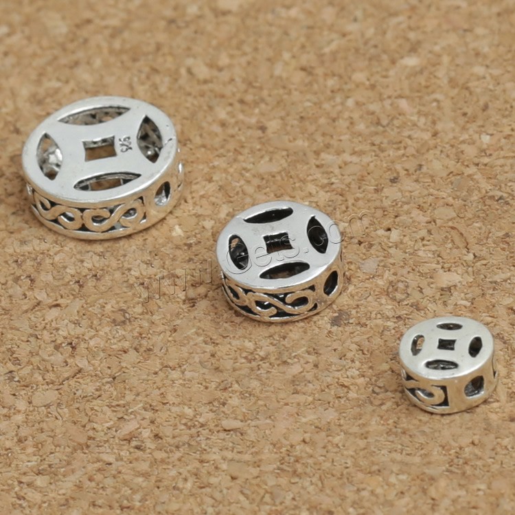 Thailand Sterling Silver Beads, Flat Round, different size for choice & hollow, Hole:Approx 1mm, Sold By PC