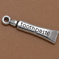 Zinc Alloy Jewelry Pendants, Toothpaste, antique silver color plated, with letter pattern, lead & cadmium free Approx 1.5mm 