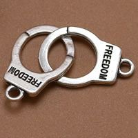 Zinc Alloy Charm Connector, Handcuffs, antique silver color plated, with letter pattern & 1/1 loop, lead & cadmium free Approx 1.5mm 