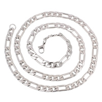 Stainless Steel Chain Necklace, Unisex & figaro chain, original color Approx 23.5 Inch 