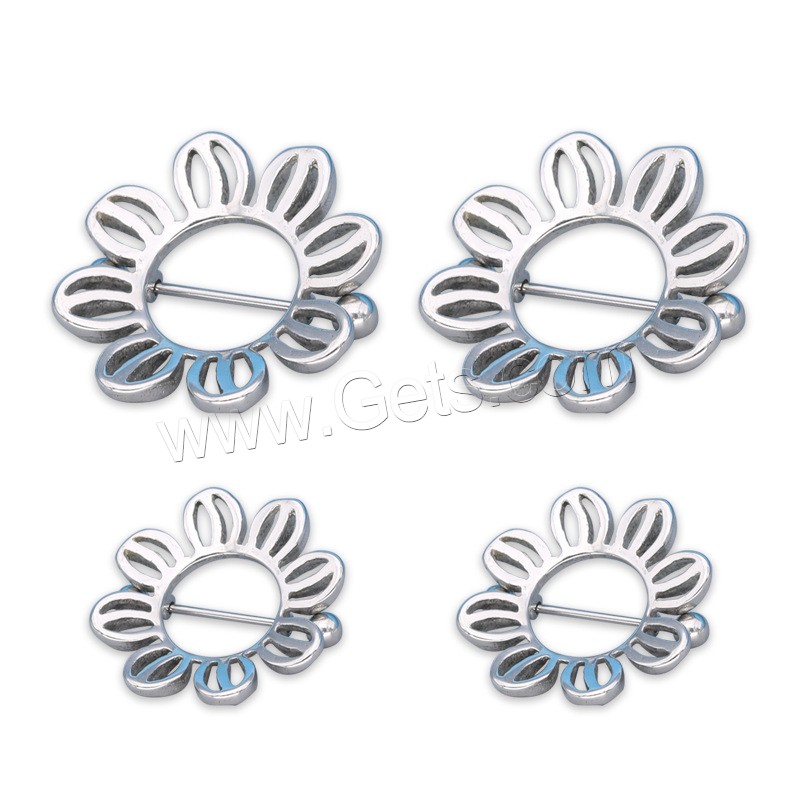 Stainless Steel Nipple Ring, Flower, different size for choice & hollow, original color, Sold By PC