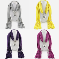 Polyester Lange hängende Schal, mit Zinklegierung, Herz, Platinfarbe platiniert, für Frau, keine, 1800x400mm, verkauft von Strang