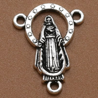 Zinc Alloy Saint Connector, Crucifix Cross, antique silver color plated, Christian Jewelry & 2/1 loop, lead & cadmium free, 20mm Approx 1.5mm 