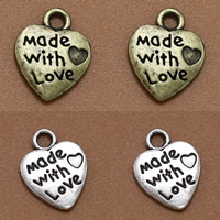 Zinc Alloy Heart Pendants, plated, with letter pattern lead & cadmium free Approx 1.5mm 