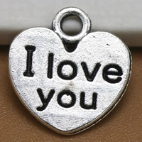 Zinc Alloy Heart Pendants, word I love you, antique silver color plated, lead & cadmium free Approx 1.5mm 