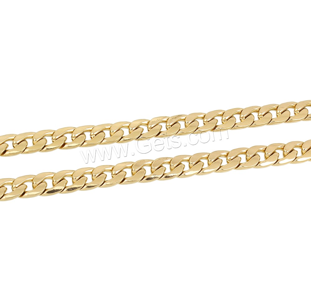Stainless Steel Chain Necklace, gold color plated, Unisex & different size for choice & curb chain, Length:Approx 23.5 Inch, Sold By Strand