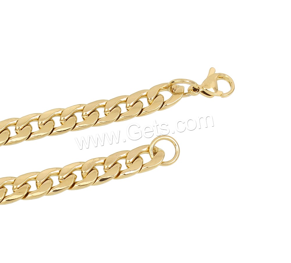 Stainless Steel Chain Necklace, gold color plated, Unisex & different size for choice & curb chain, Length:Approx 23.5 Inch, Sold By Strand