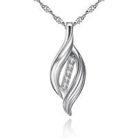 Brass Cubic Zirconia Necklace, platinum plated, Singapore chain & with cubic zirconia, nickel, lead & cadmium free Approx 17.5 Inch 