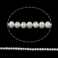 Perle comme Pommes de terre perles d'eau douce, perle d'eau douce cultivée, pomme de terre, naturel, blanc, 6-7mm Environ 0.8mm Environ 15.5 pouce, Vendu par brin