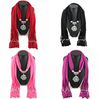 Polyester Lange hängende Schal, mit Zinklegierung, Pfau, Platinfarbe platiniert, für Frau & mit Strass, keine, 1800x400mm, verkauft von Strang