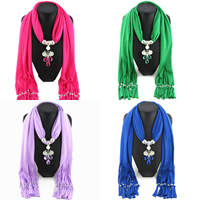 Polyester Long Pendant Scarf, with Crystal & Glass Pearl & Zinc Alloy, Butterfly, platinum color plated, for woman & faceted & with rhinestone 