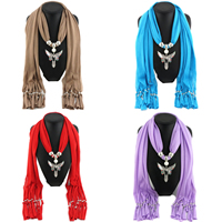 Polyester Long Pendant Scarf, with Crystal & Glass Pearl & Zinc Alloy, Eagle, plated, for woman & faceted & with rhinestone 