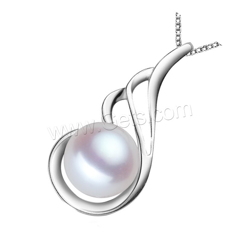 Cultured Freshwater Pearl Brass Pendant, with Freshwater Pearl, real silver plated, natural & different size for choice, white, lead & cadmium free, Hole:Approx 1-2mm, Sold By PC