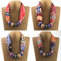 Chiffon Short Pendant Scarf, with Resin & Zinc Alloy, gold color plated & for woman & with rhinestone Approx 21.6 Inch 