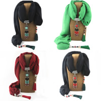 Cotton Long Pendant Scarf, with Nylon Cord & Synthetic Turquoise & Glass & Zinc Alloy, plated, for woman & with rhinestone 2000mm 