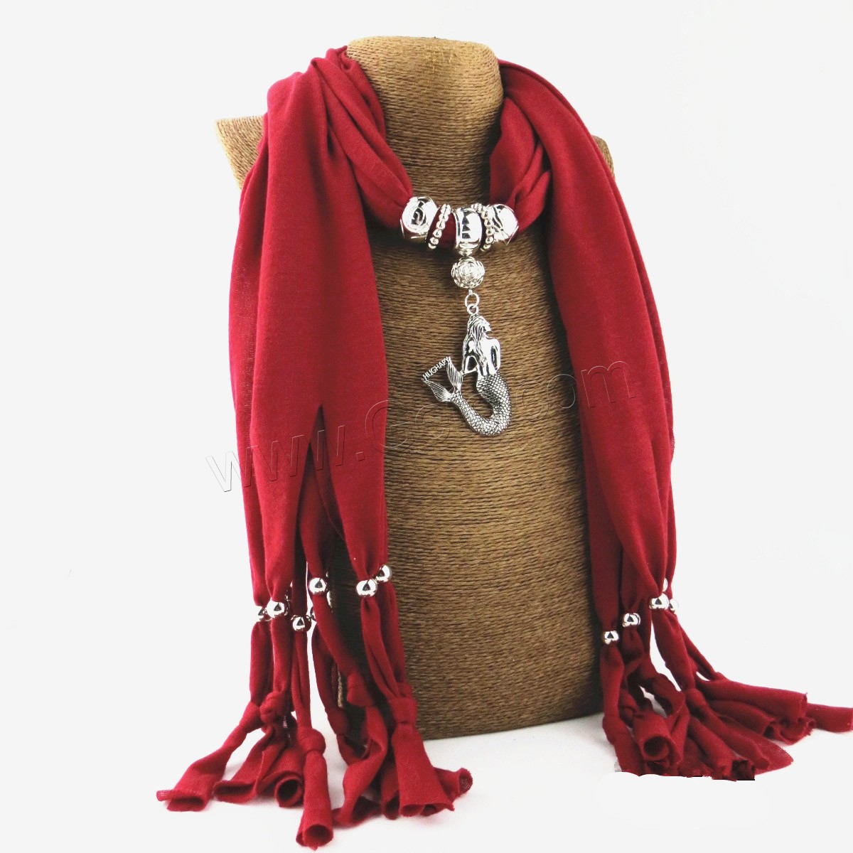 Polyester Long Pendant Scarf, with Zinc Alloy, plated, different size for choice & for woman, more colors for choice, Sold By Strand