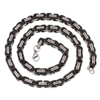 Stainless Steel Chain Necklace, plated, byzantine chain & Unisex & two tone Approx 21.5 Inch 