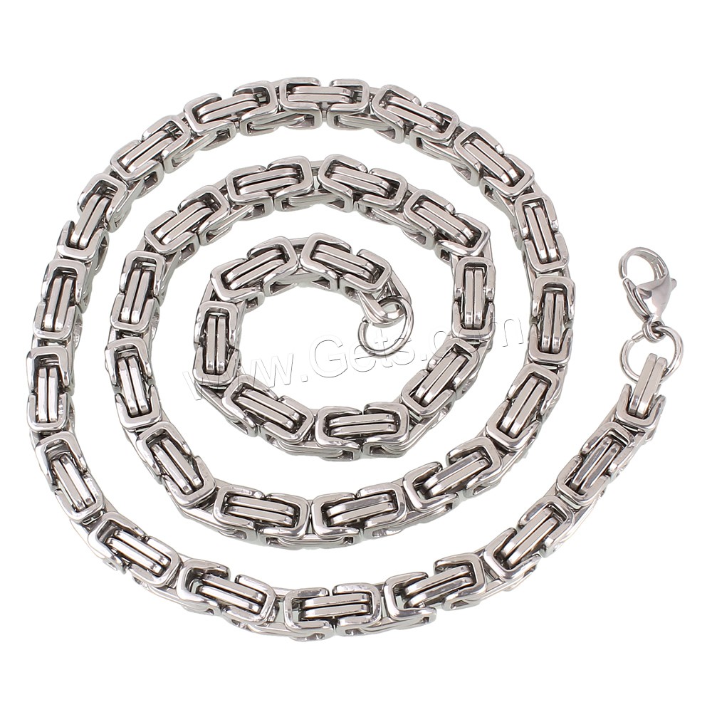 Stainless Steel Chain Necklace, byzantine chain & Unisex & different size for choice, original color, Sold By Strand