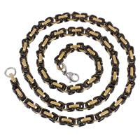 Halskette, Edelstahl, plattiert, kompulizierte Kette & unisex & zweifarbig, 5mm, Länge:ca. 21.5 ZollInch, verkauft von Strang